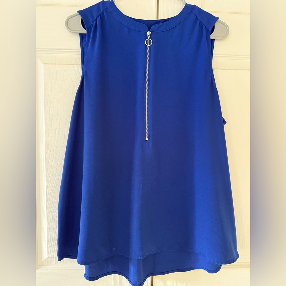 Apt. 9 Women's Blue Blouse with Zipper Detail Size XL